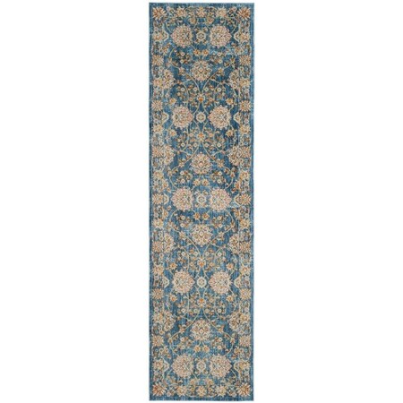 Flowers First 2 ft. 2 in. x 8 ft. Vintage Persian Power Loomed Runner Rug, Turquoise & Multi Color FL1862529
